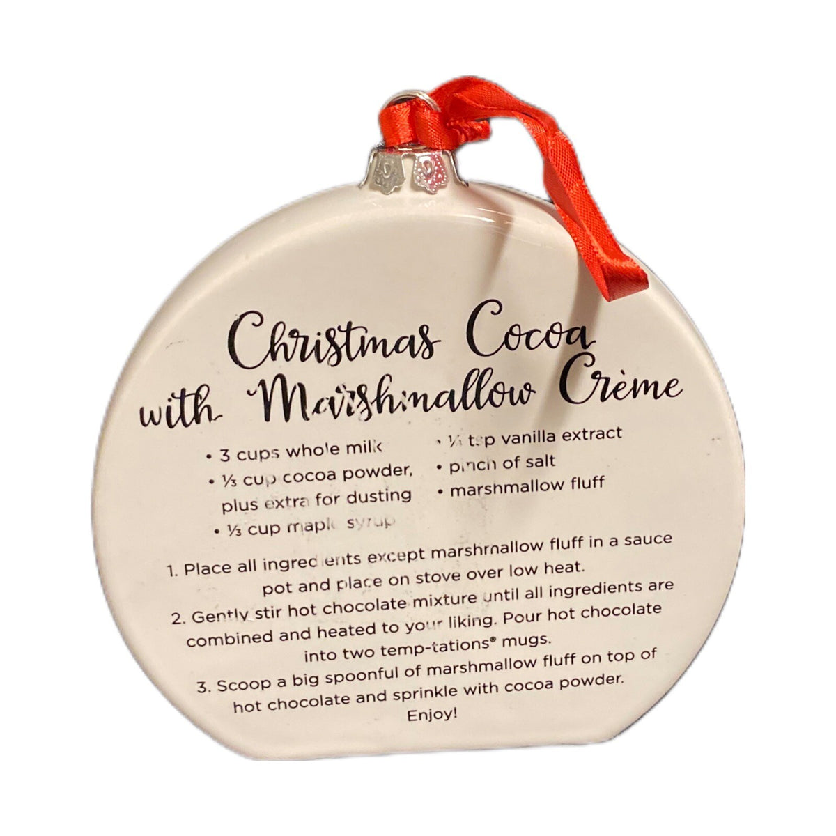 Temp-tations by Tara 6-Christmas Ornaments Ceramic Stand Or Hang Recipe On Back