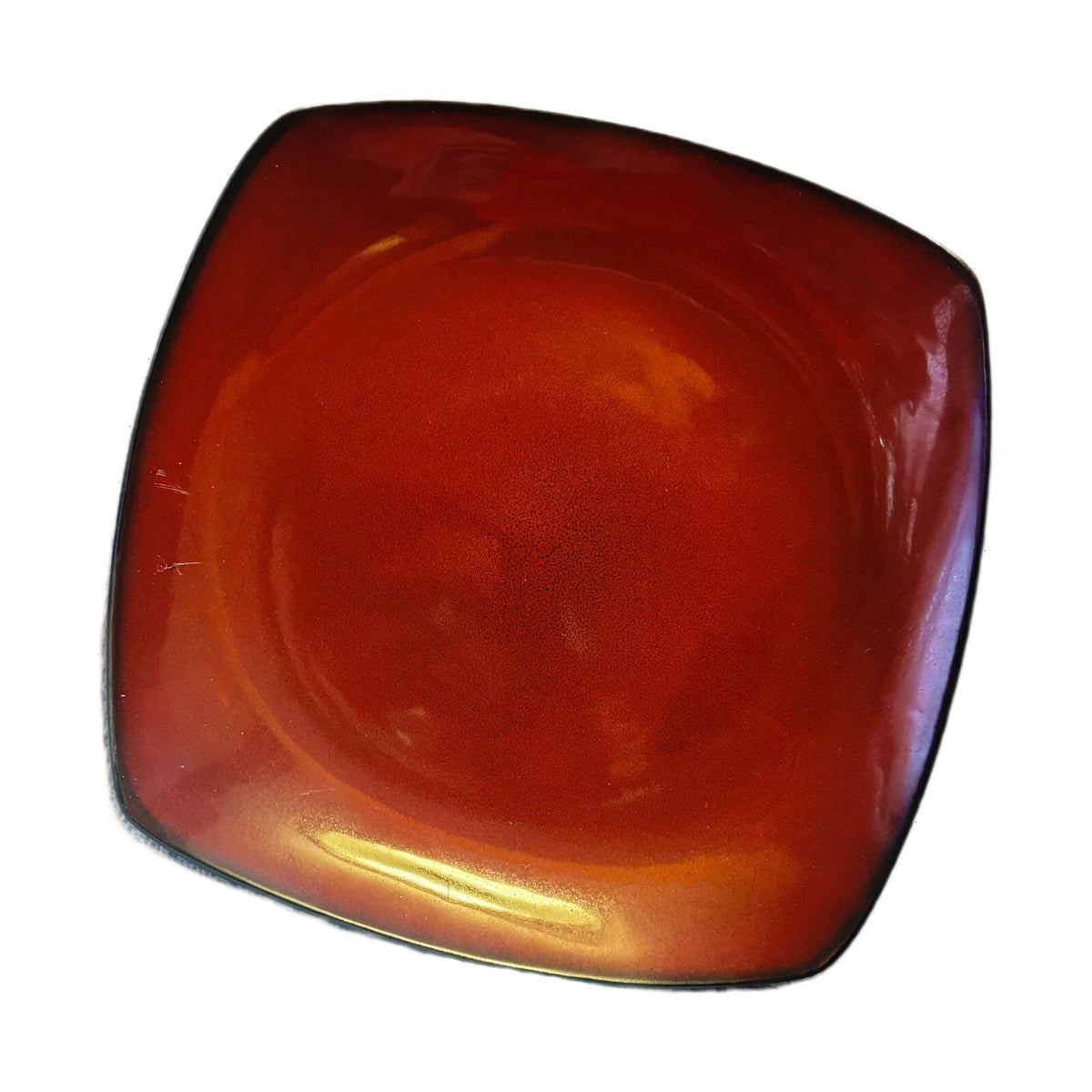 Simple Dining 4-Salad Plates Burgundy Square Shaped Dessert Dinnerware Stoneware