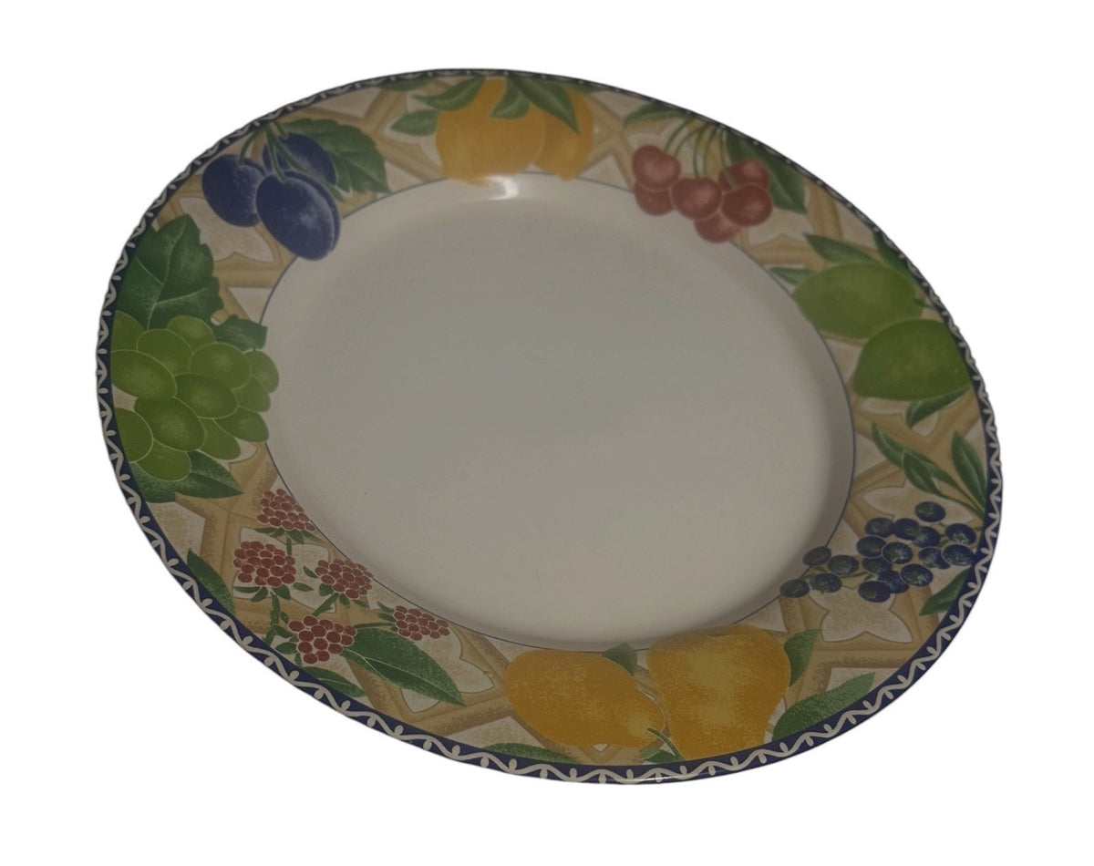 Sango Delight 4869 Chop Plate Platter Fruit Border 12.25" Stoneware Vintage
