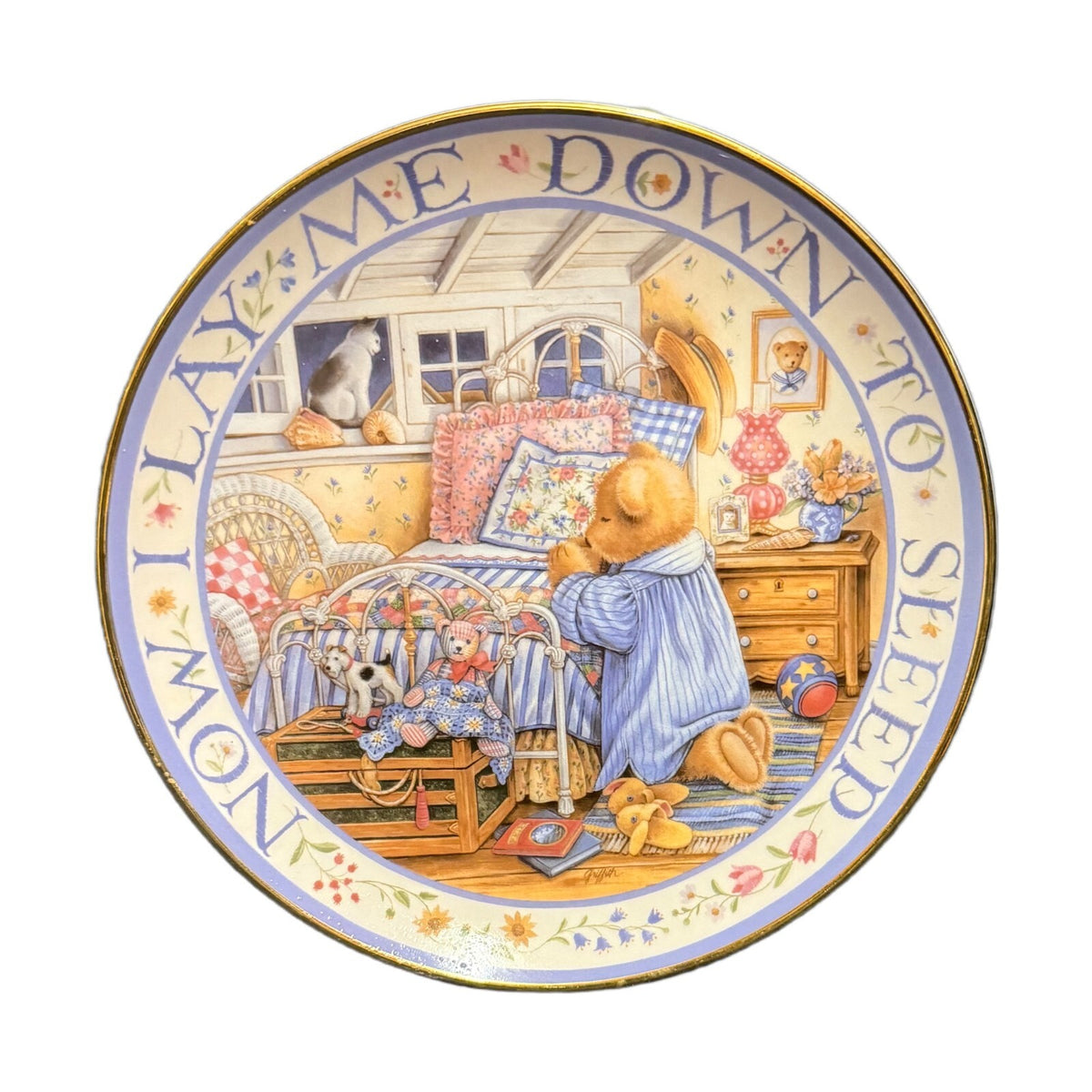 ROYAL DOULTON Plate Franklin Mint Teddy Says His Prayers" Limited Bone China