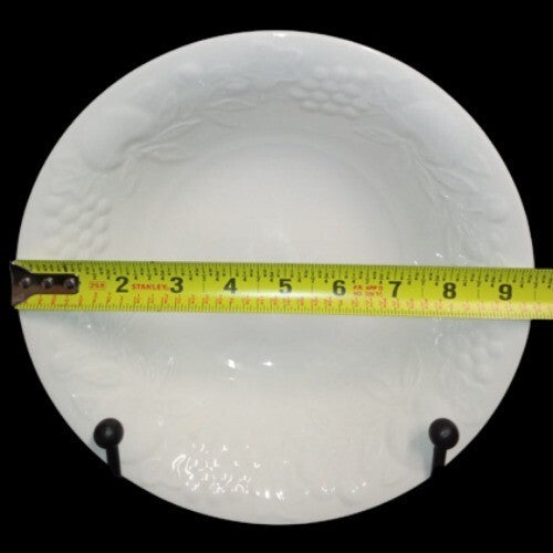 Gibson Designs FLOURISH Vegetable Bowl 9 ½” D White Embossed Fruit Border