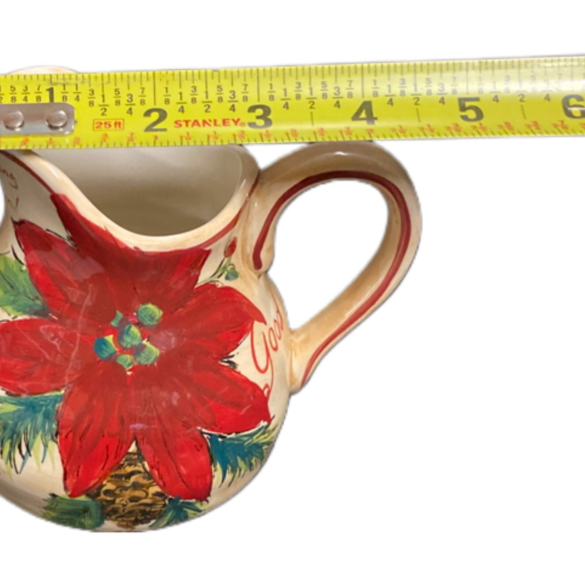 Maxcera NOEL Creamer Poinsettia Pine Cone Holly Berries Christmas  Holiday Cheer