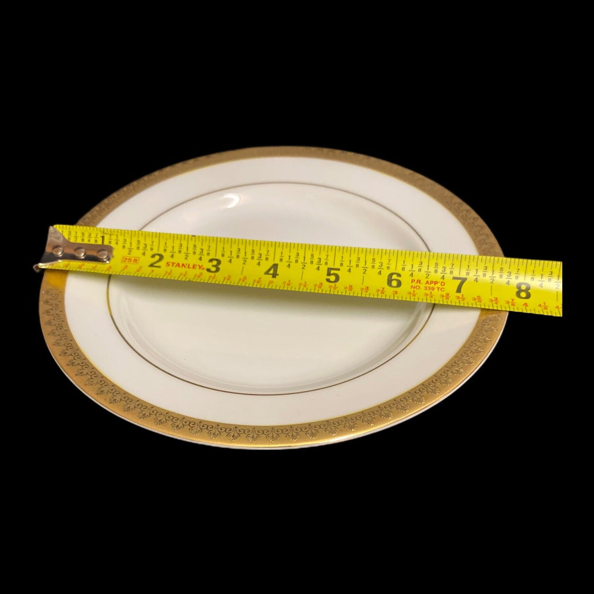 Gabbay QUEEN VICTORIA 6- Salad Plates Ceramic White Gold Border Trim Dinnerware