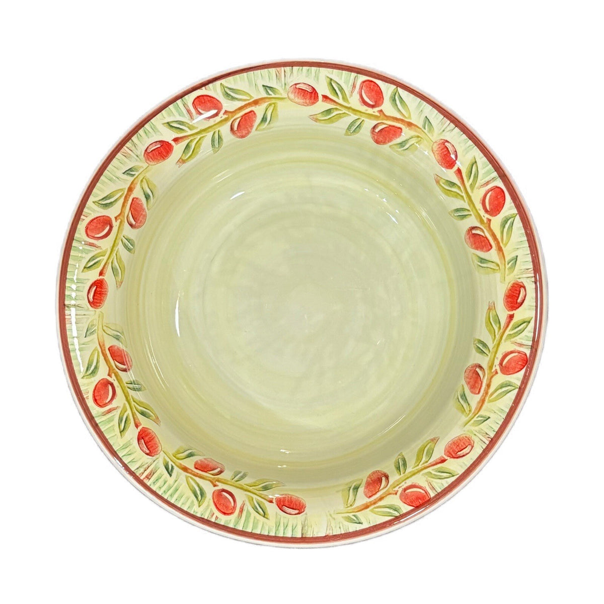 Crate & Barrel JAM Serving Bowl Ceramica Red Olive Pasta Vegetables Salad Italy