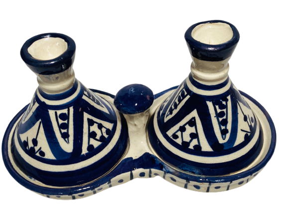 GGE "MELH BLUE" TAGINE Multi-Purpose SALT & PEPPER SMALL Moroccan Tajine