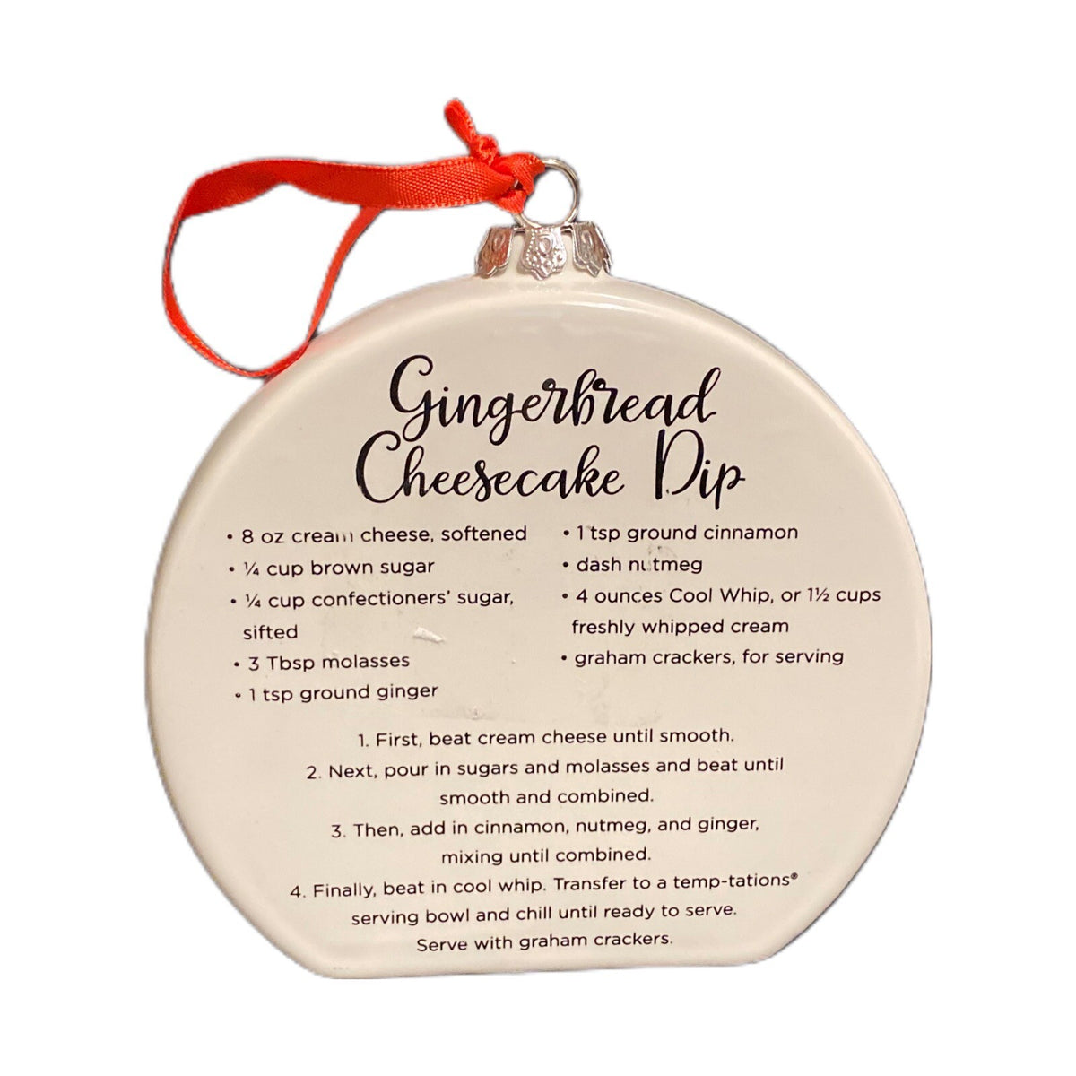 Temp-tations by Tara 6-Christmas Ornaments Ceramic Stand Or Hang Recipe On Back