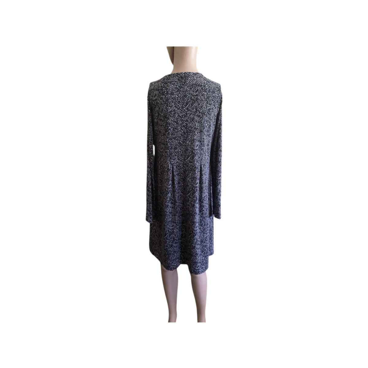 J. Jill Midi Shift Dress Wearever Collection Black Gray Long Sleeve Small Petite