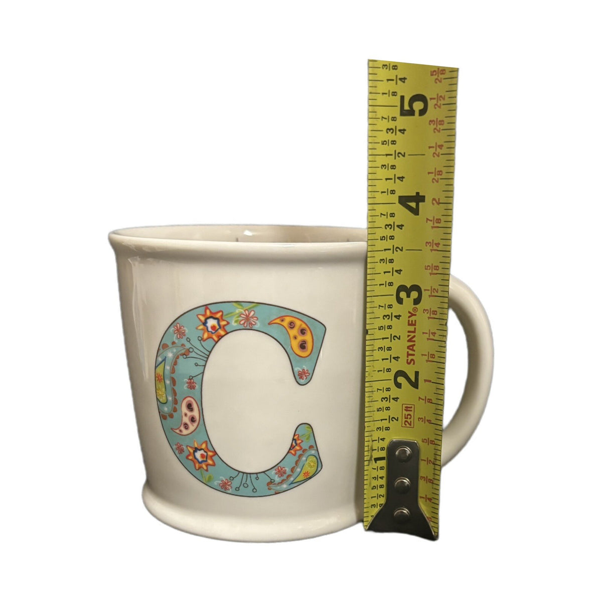 Natural Life Mug Letter C Love The Moment Initial Monogram Floral Coffee Tea Cup