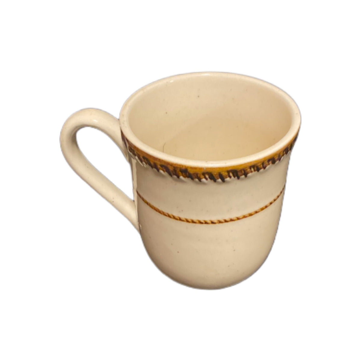Rare Vintage TAHITI 4-Coffee Mugs Stoneware Tan Brown Speckled Embossed Border