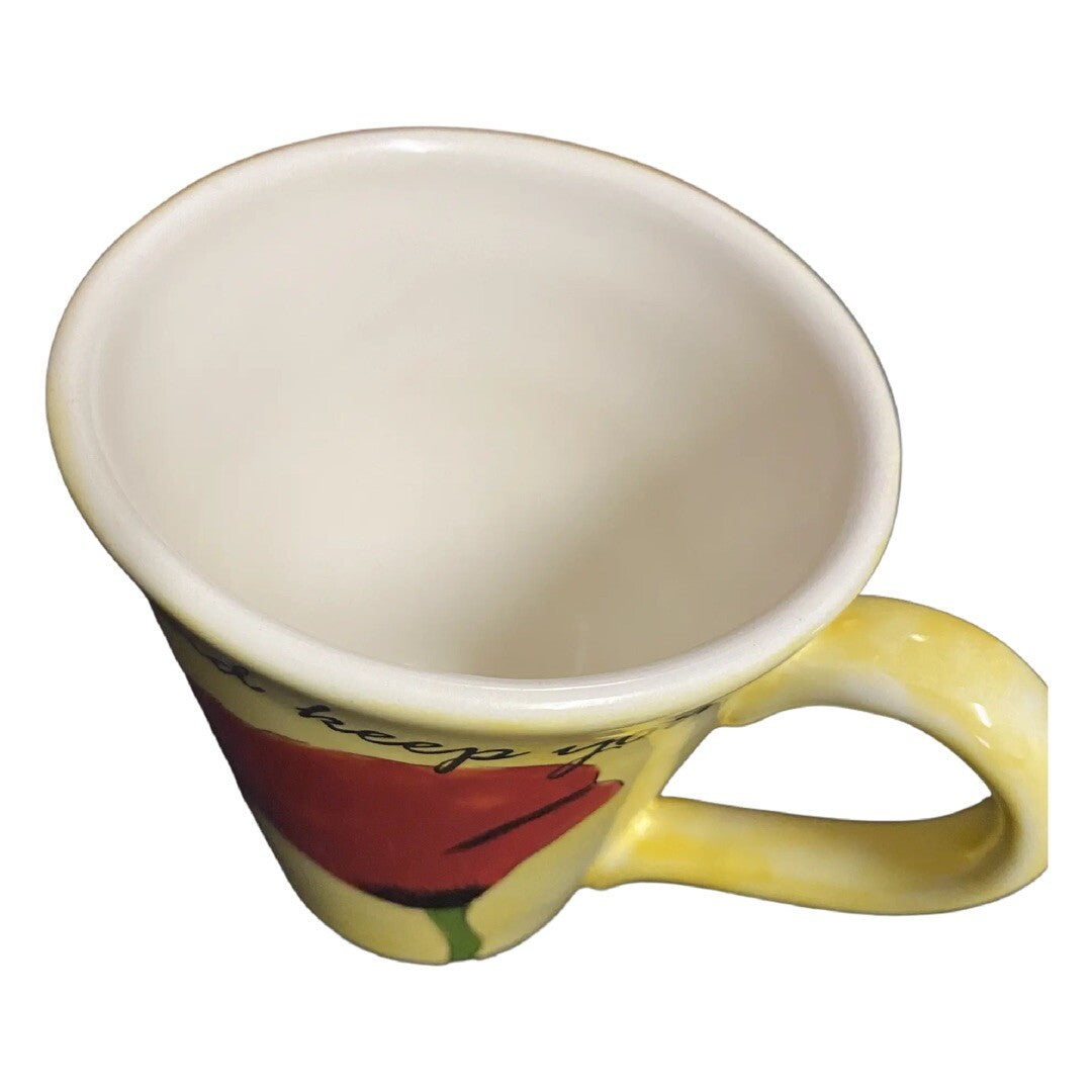 VIMI DESIGNS FLORAL Ceramic Yellow Coffee Mug MAY THE LORD BLESS YOU & KEEP YOU