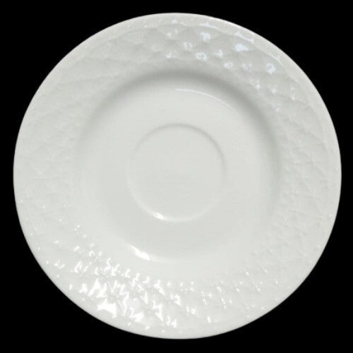 Gibson Designs ROYAL QUILT 4-Saucers 6 ¼” D Ceramic Embossed White Dish Plates
