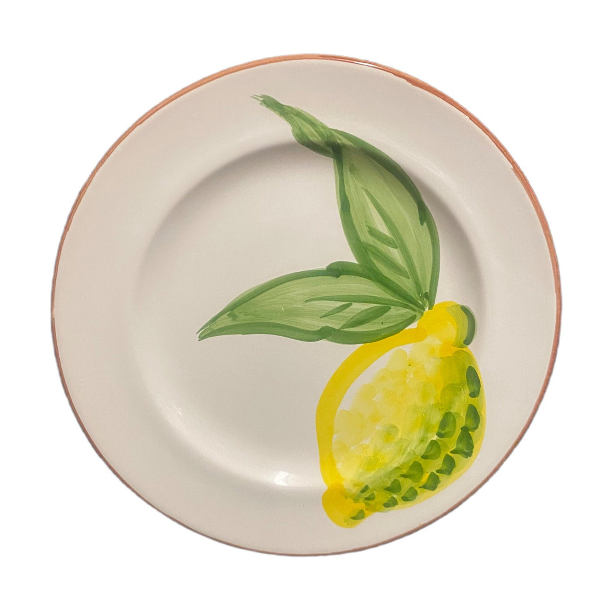 PRESENT TENSE 4-Dinner Plates ITALY Hand Painted Fruit Apple-Lemon-Grape-Pear
