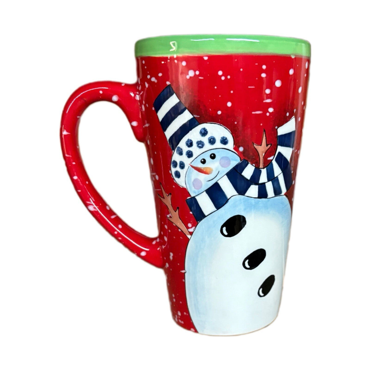 CHARLIE ZABARTE Latte Mug Certified International Snowman Tall Coffee Tea 16 Oz