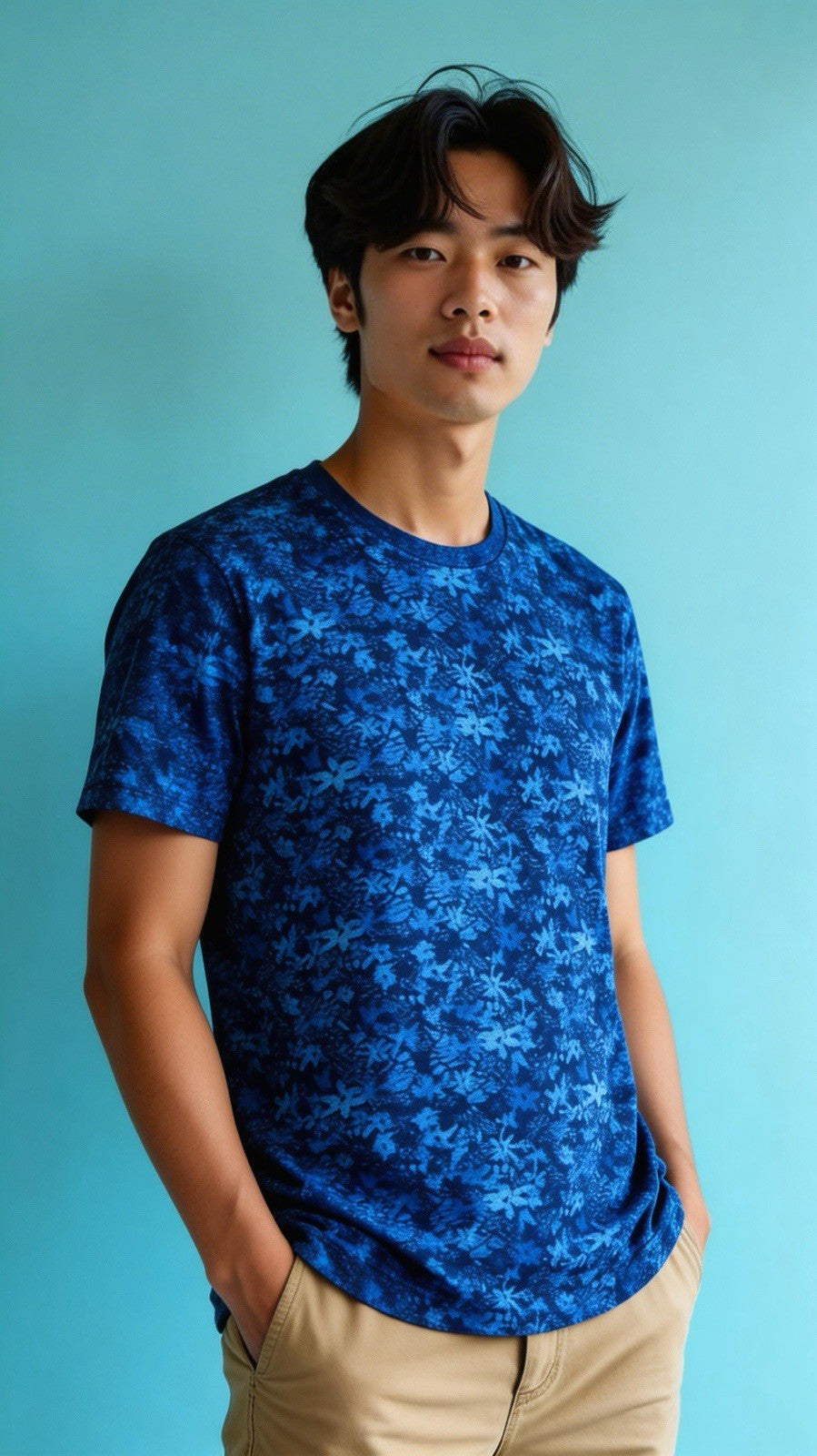 T-Shirt Abercrombie and Fitch Blue Man SM. Crew Neck Floral Top