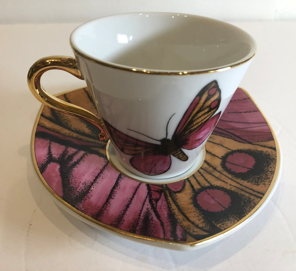 Gracie China Cup & Saucer Butterfly Porcelain Tea Coffee Set Coastline Imports