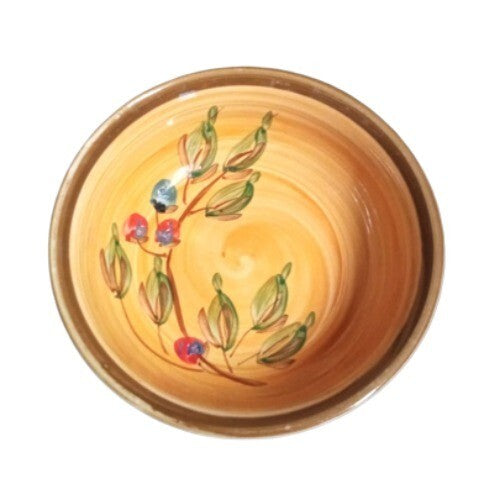Gibson ROMAN OLIVE 5 Cereal Soup Bowls 6” Hand Painted Yellow Olive Branch