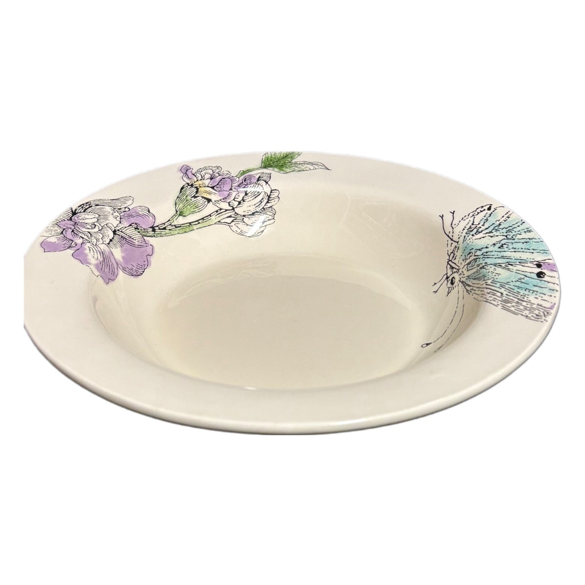 Edie Rose Home 4 Rim Soup Bowls PEACOCK COLLECTION Porcelain Pasta Dish 9 1/8"D