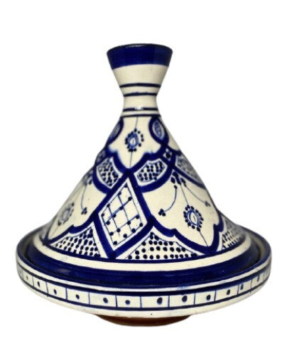 Moroccan Tagine Dome Lid Blue Handcrafted HandPainted Terracotta 9 5/8”D Tajine