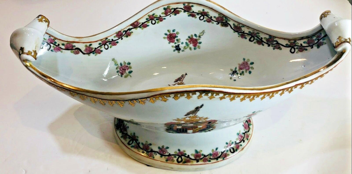 Rare Vintage Chinese Pedestal Bowl Yong Sheng "Eternal Victory" Cai Ci Chang 