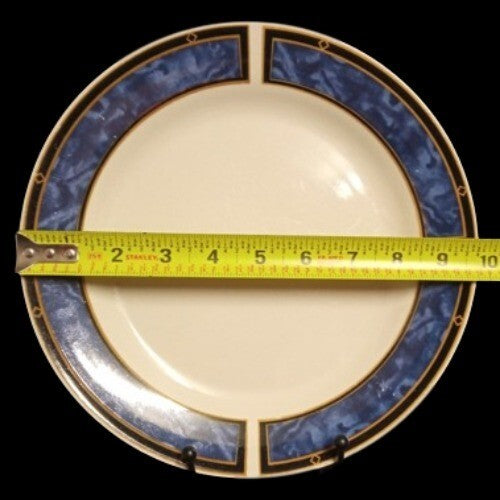 Vintage Gibson Designs ROYAL DUCHES BLUE 4-Dinner Plates 9 ¾”D Blue Marbled