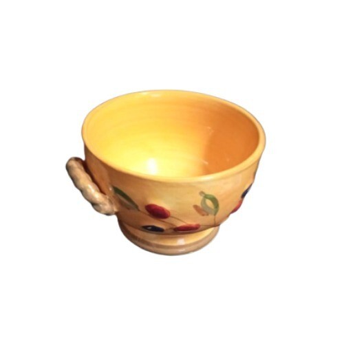 Gibson BISTRO ITALIA Cereal Bowl 5 1/8”D Yellow Soup Cup Olive Branch Rope Trim