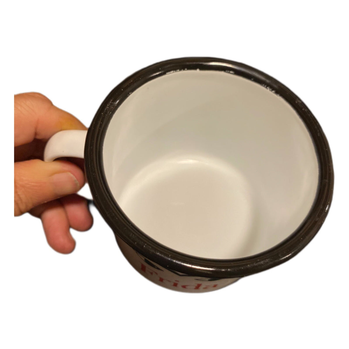 Enamelware FRIDA Coffee Cup MALINALCO HOME White Black Mug Farmhouse, Camping
