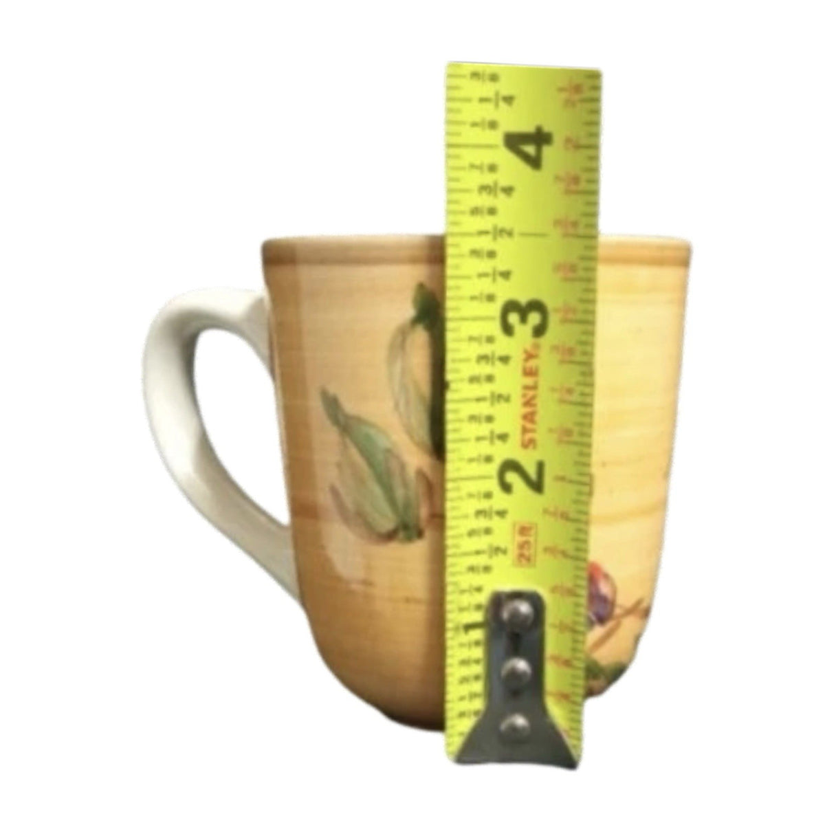 Gibson Roman Olive 4 Mugs Set Hand-Painted Yellow Olive Branch 8 oz Coffee Tea