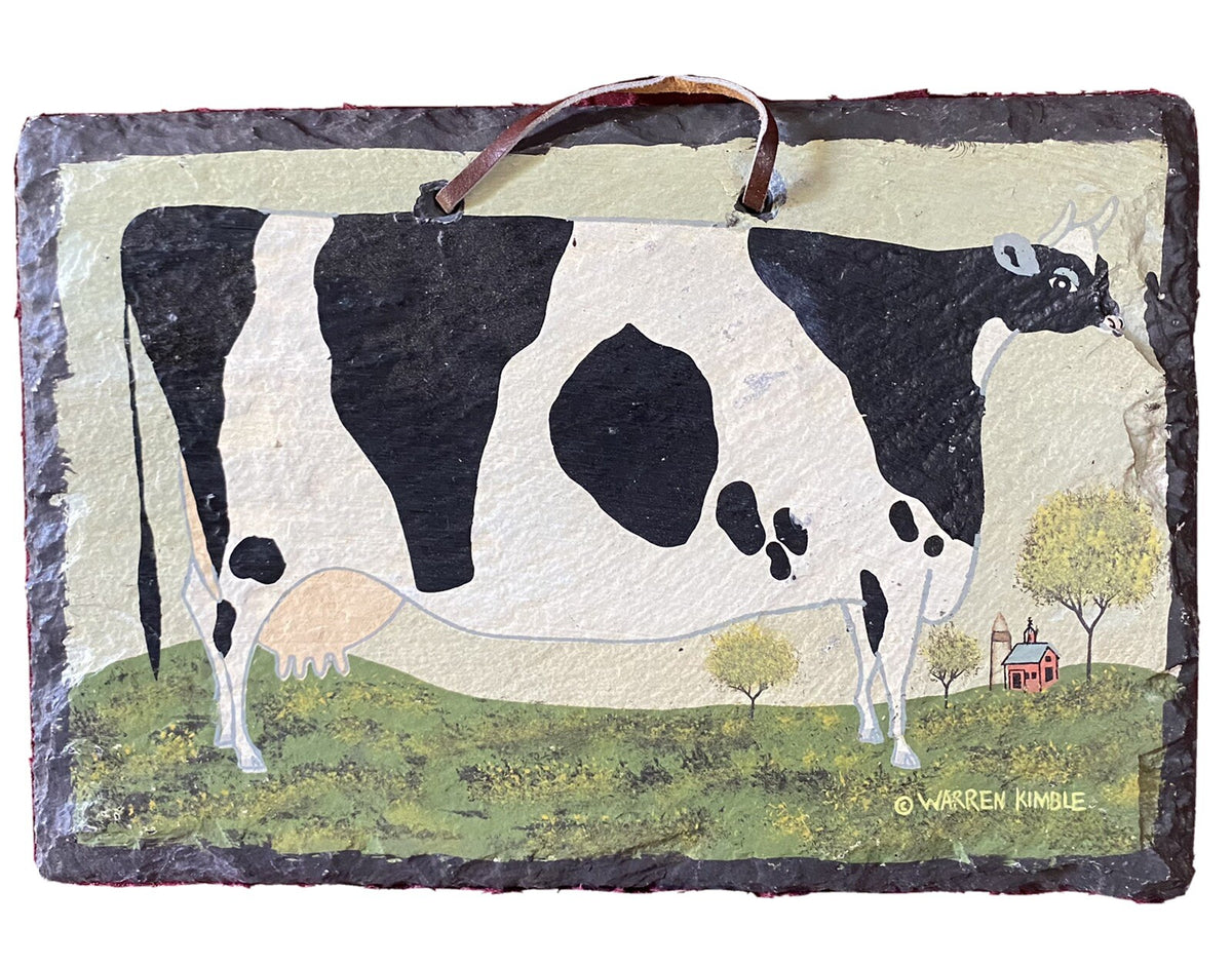 Karen Wimble Slate Farmhouse Cow Hanging Patio Porch Terrace Garden 12”W Signed