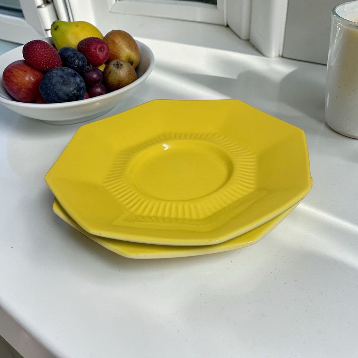 Nikko Classic Collection Daffodil Octagonal Saucers Set 2 6 1/8” Japan