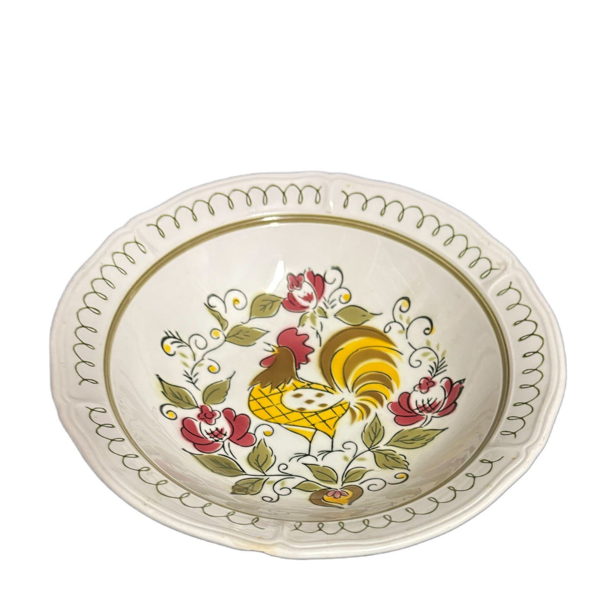 Mikasa Serving Bowl HERITAGE Round Terra Stone 7125 Japan Rooster Oven Proof