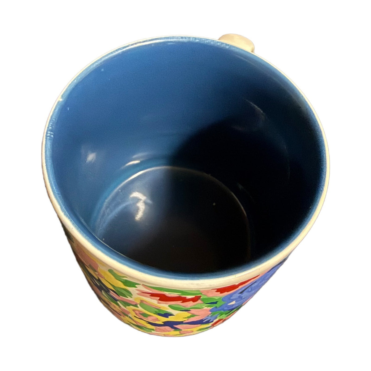 KIC Franco Hand Painted Style Floral Coffee Mugs Set 4 Blue Interior Korea 10 oz