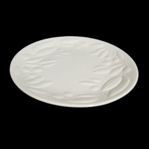 Gibson Designs OLIVE ORCHARD Salad Plate 7 3/8”D White Embossed Olives & Leaves