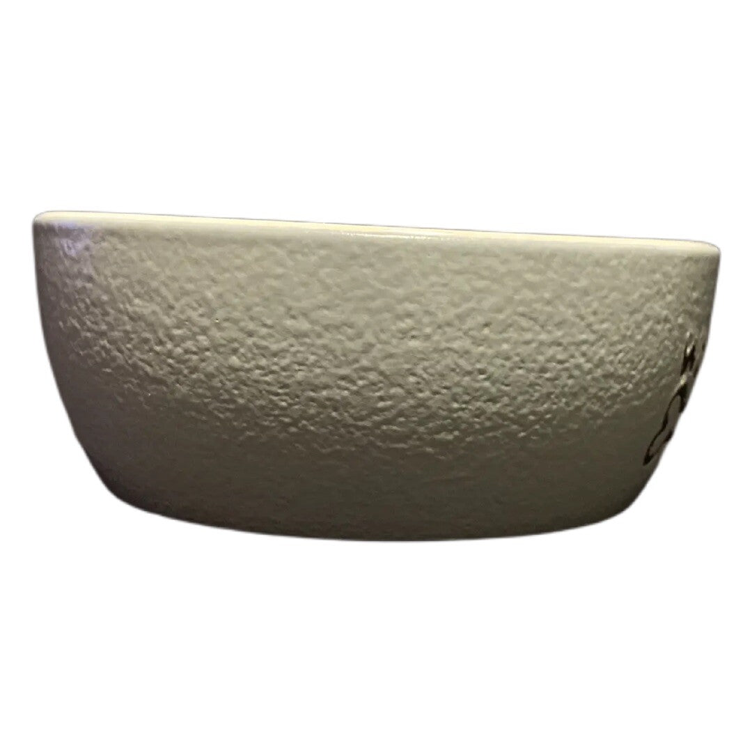 SPOT BRAND Dog Bowl PET Food Water Ceramic Dish Gray & White WOOF Bone