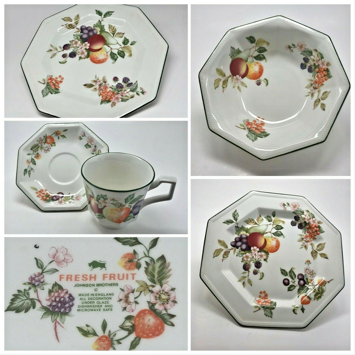 Johnson Brothers FRESH FRUIT Dinnerware England Porcelain Octagonal Collection