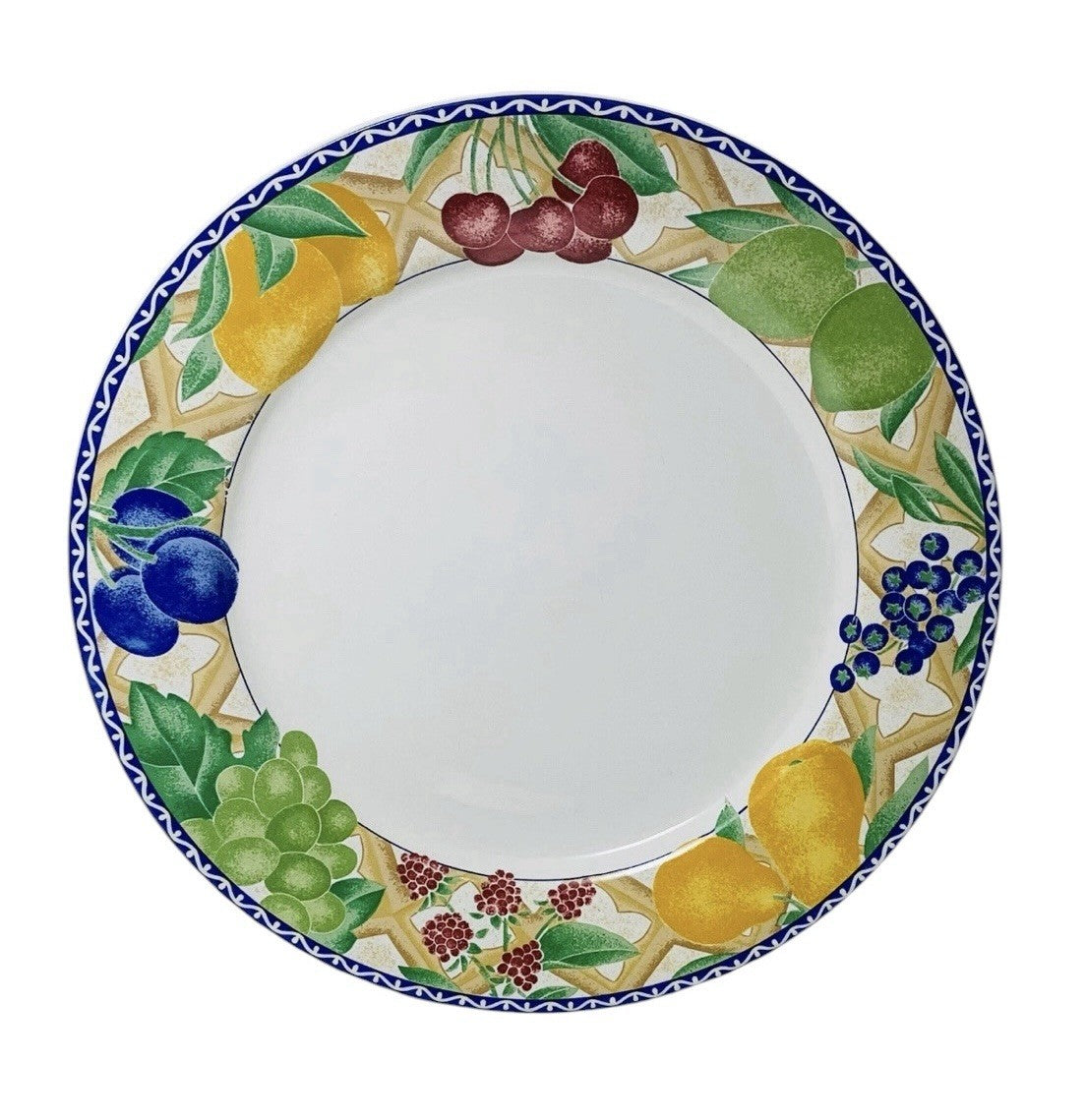 Sango Delight 4869 Set of 4 Dinner Plates Fruit Rim 10.75” Stoneware Vintage