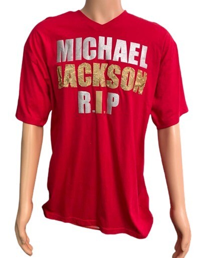 Michael Jackson RIP By Access Men's Red Silver Gold T-Shirt XL Top Short Sleeves