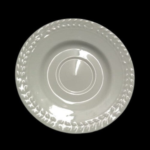 Gibson Designs Nobilis Set Of 2 Saucers White Embossed Laurel Ceramic 6 3/8”D