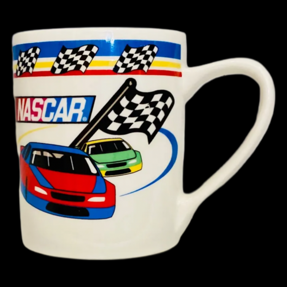 Vintage Gibson NASCAR 2002 Mug Racing Car Flag Ceramics Coffee 11 oz. Tea Cup