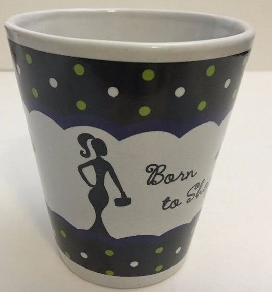 Vintage TRISA Coffee Mug “Born to Shop”  12 Oz Polka Dots Cup