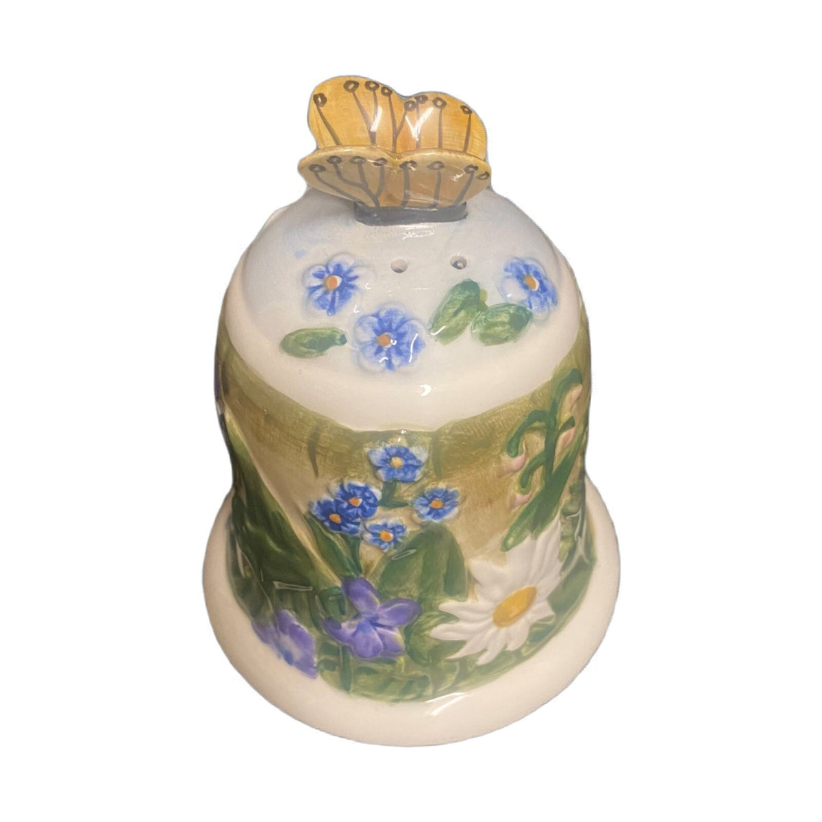 World Market Salt & Pepper Shaker Flowers Butterfly Kitchen Table Accent Ceramic