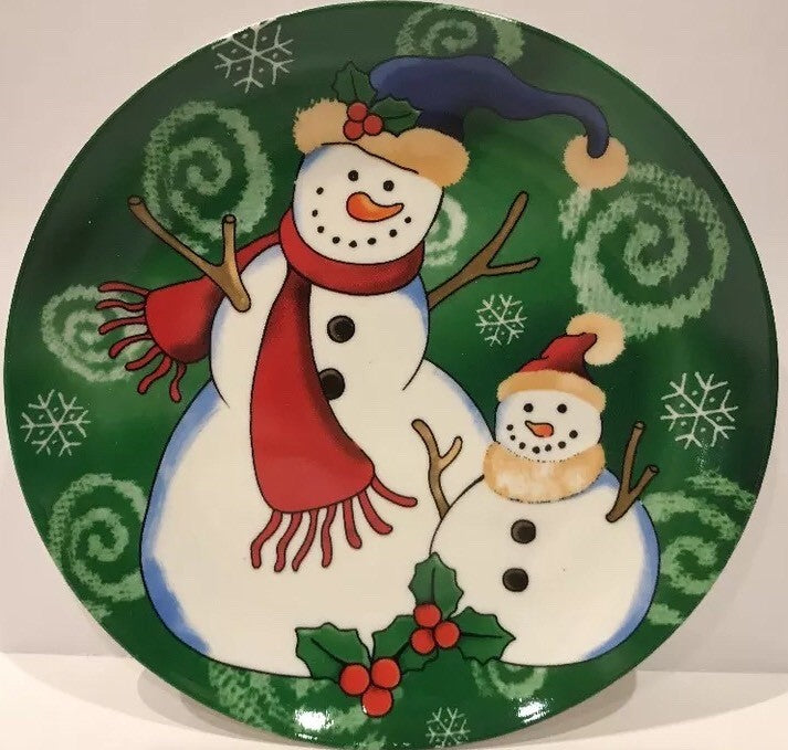 Set Of 4 Christmas Salad/Dessert Plates Snowman-VIGOR