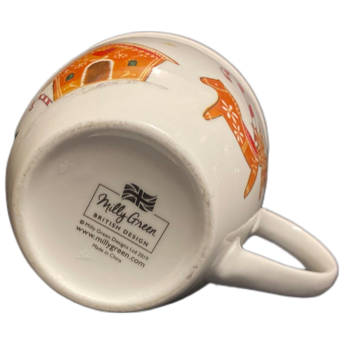 MILLY GREEN British Design Mug Christmas Coffee Tea White Porcelain Cup