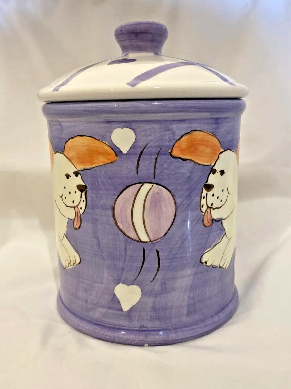 Rare HausenWare Dog Treats Cookie Jar Ceramic Puppy Biscuits Canister 9.5” H