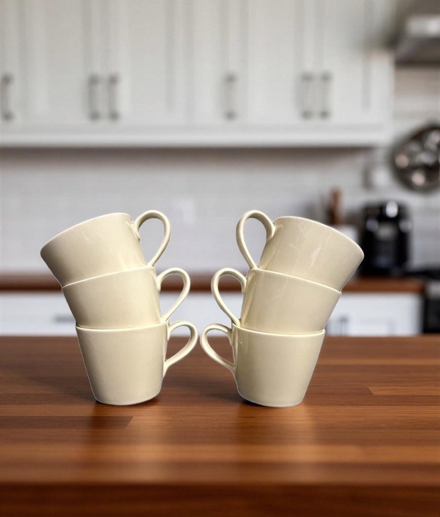 Crate & Barrel Margo et of 6 Mugs Ivory Coffee Tea Cups B. Eigen Design