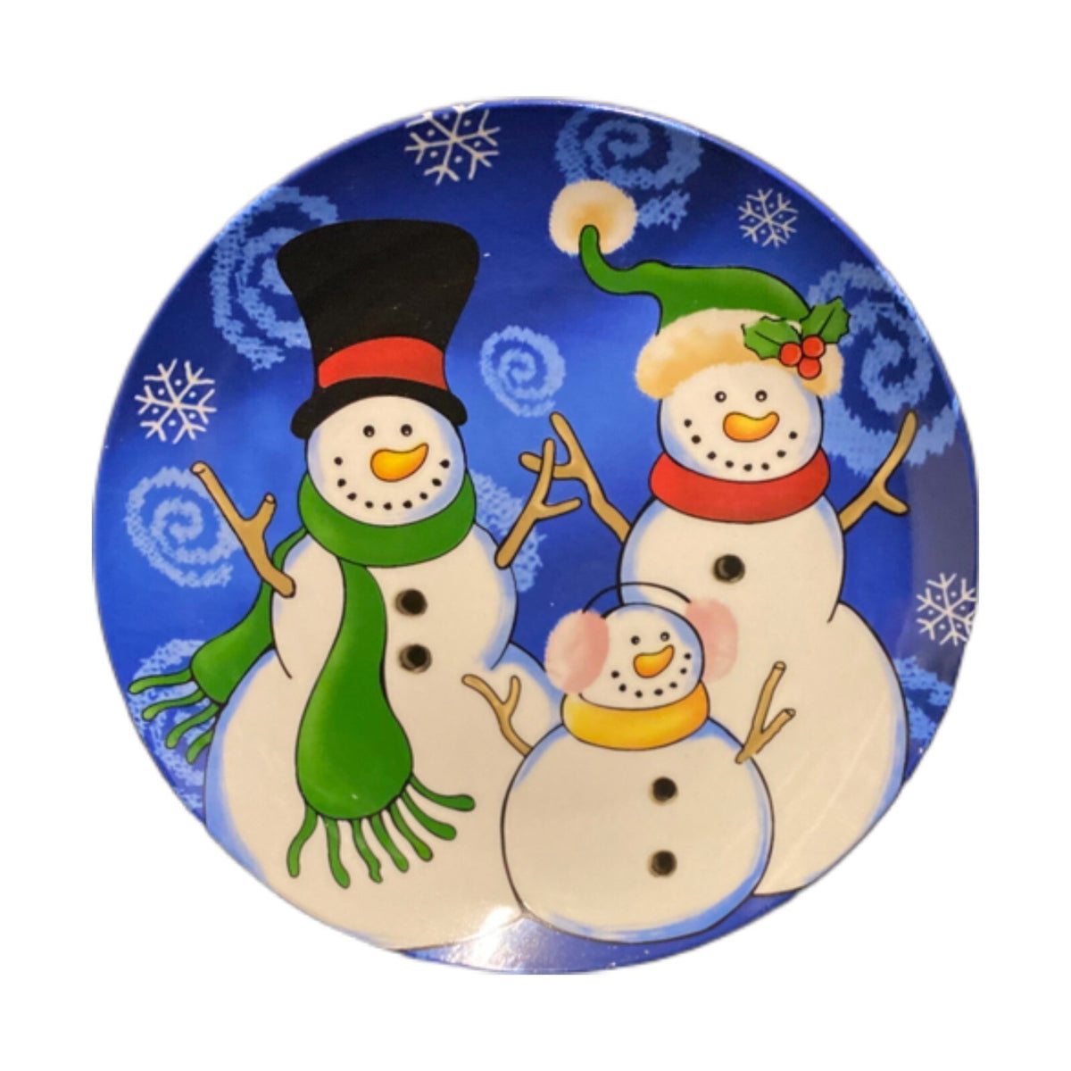 ViGOR 4- Salad Plates Snowman Christmas Holiday Dessert Ceramic Assorted Dishes