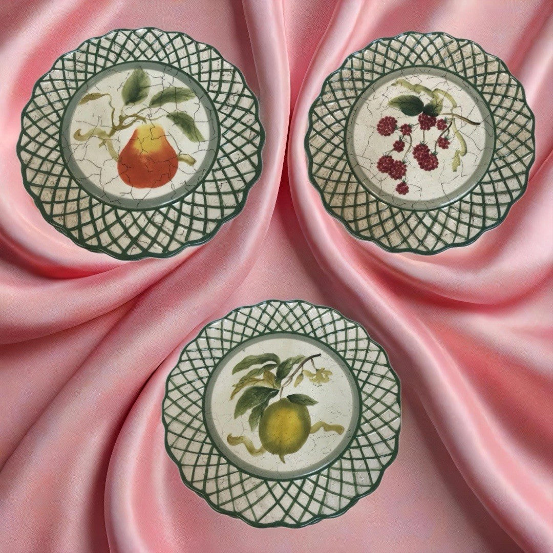 Certified Intl Raymond Waites Cornucopia Fruit Plates Set of 3, 8 3/8”