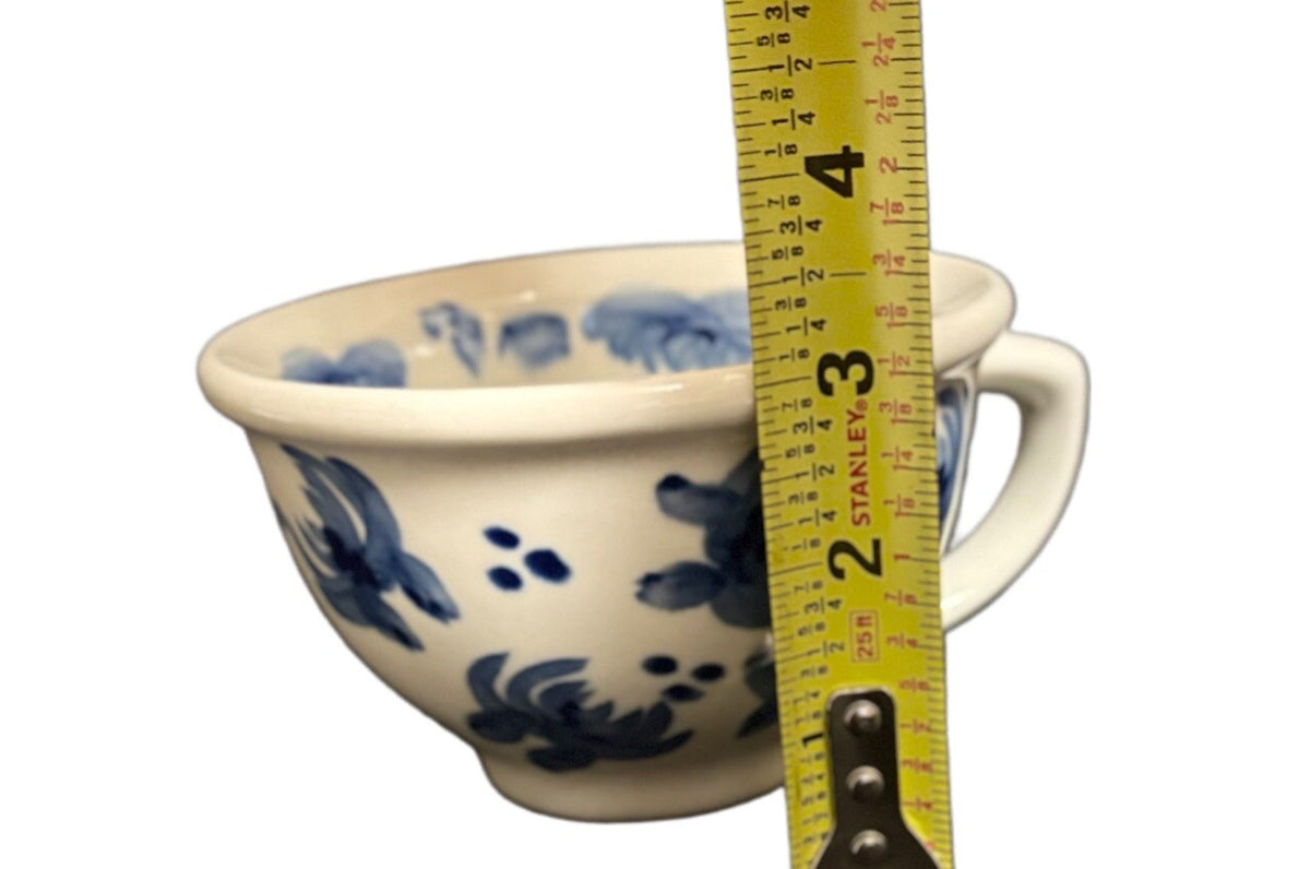 Hand Painted Collection 2-Mugs Tabletops Unlimited Blue Floral Coffee Tea Cups