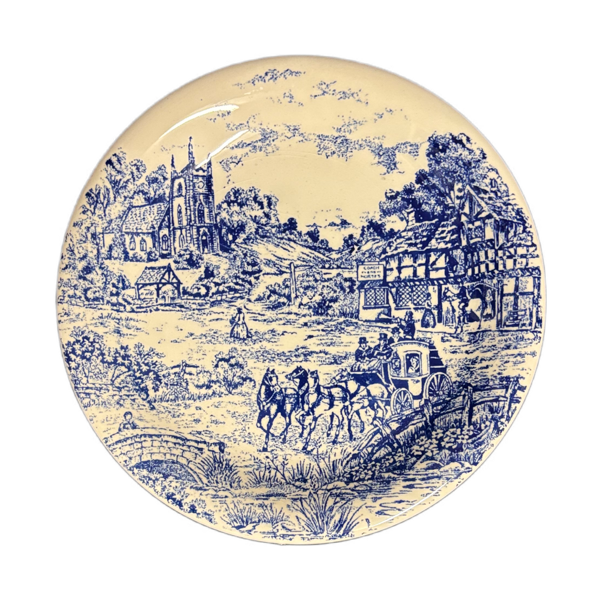 Set of 3 Andina Ecuador Blue Scenic Salad Plates 7 3/8” Ceramic Dessert Dish
