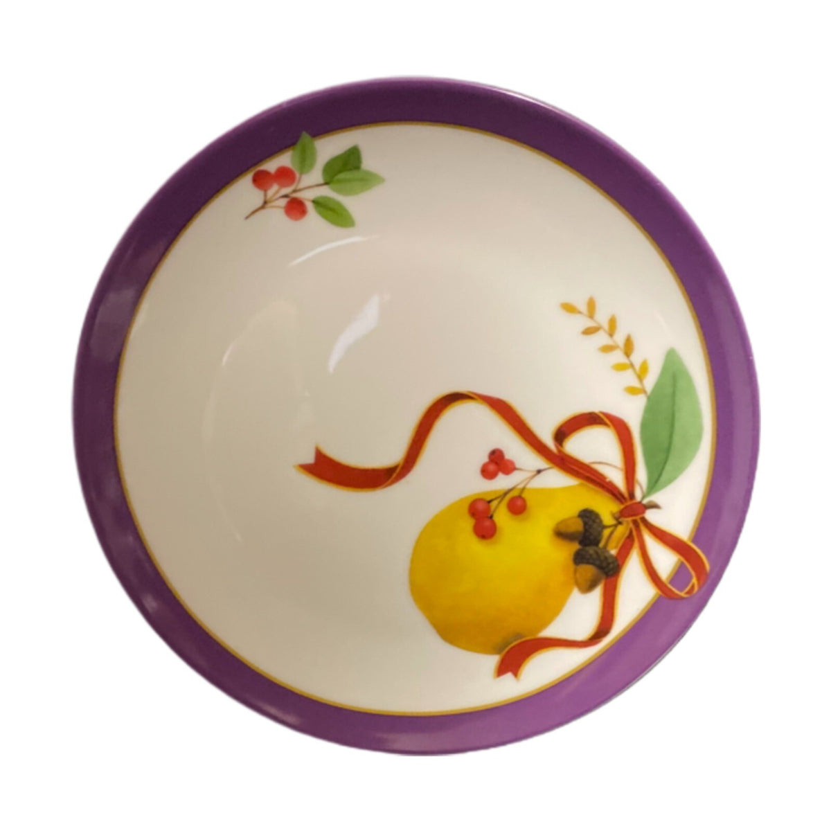 Fringe Studio 4 Salad Plates Christmas Dessert Dishes Fruits Holly Berry Bow CA