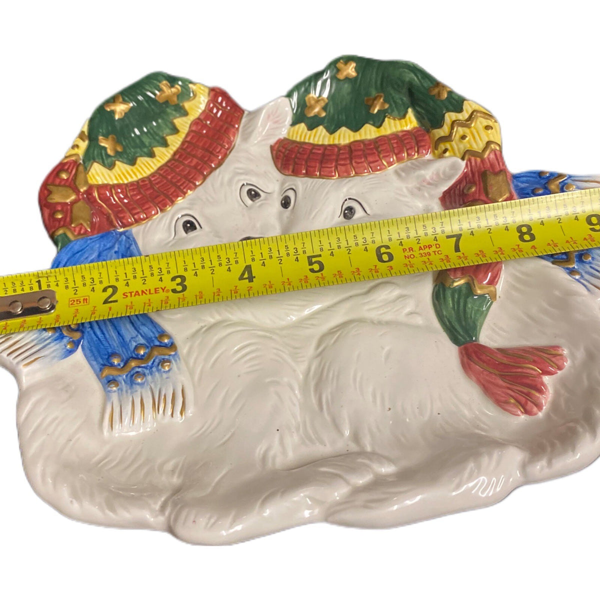 Fitz and Floyd Christmas Polar Bears Candy Canape Holiday Decorative Winter Dish